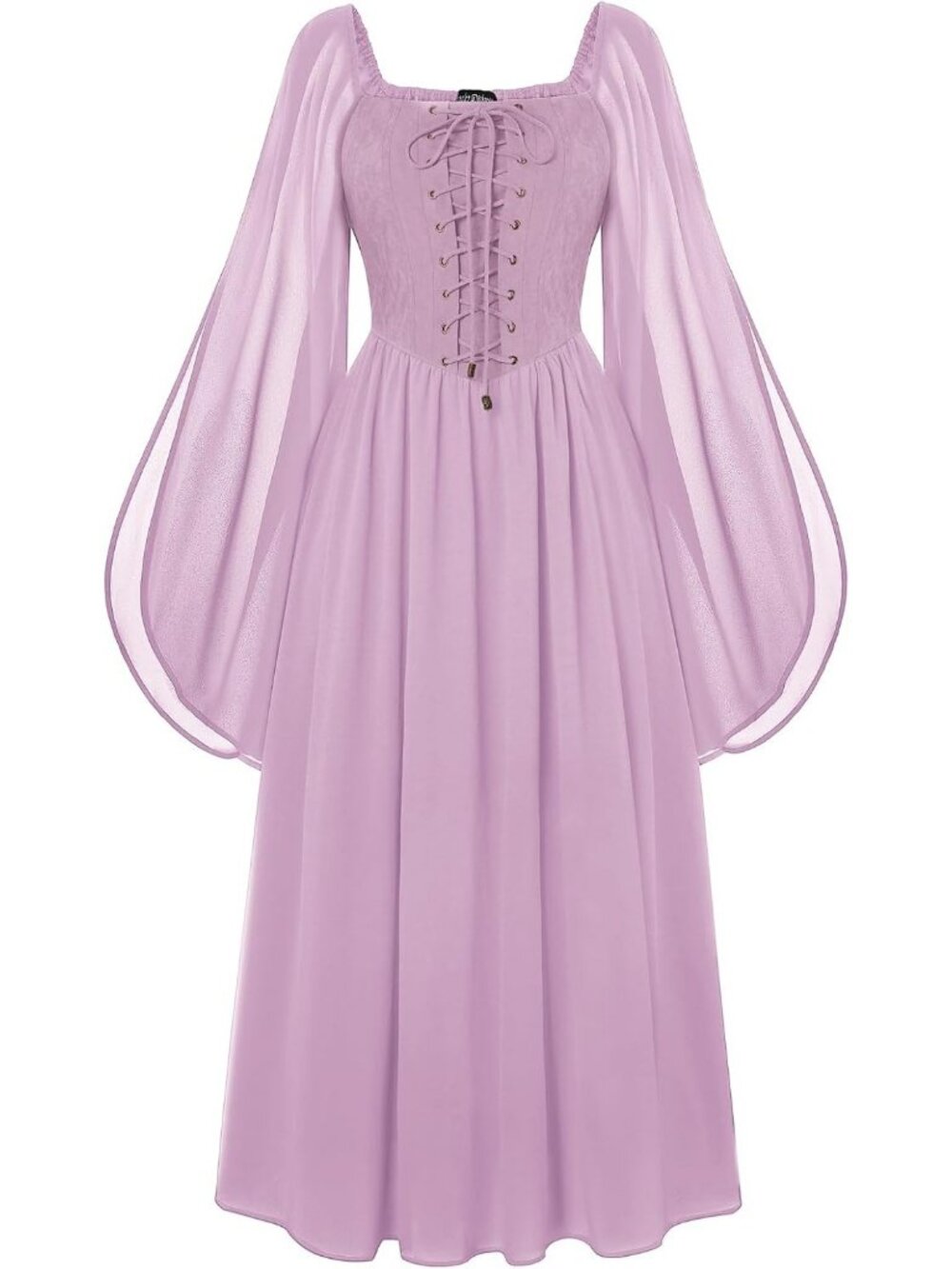 Women's Pink Purple Renaissance Medieval Witch Dress Bell Sleeve Costume